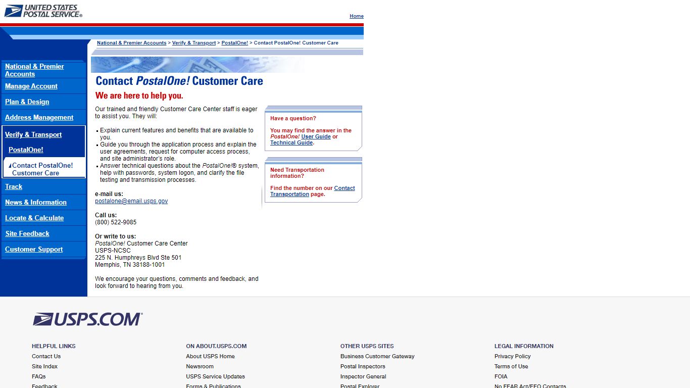 USPS - Contact PostalOne! Customer Care